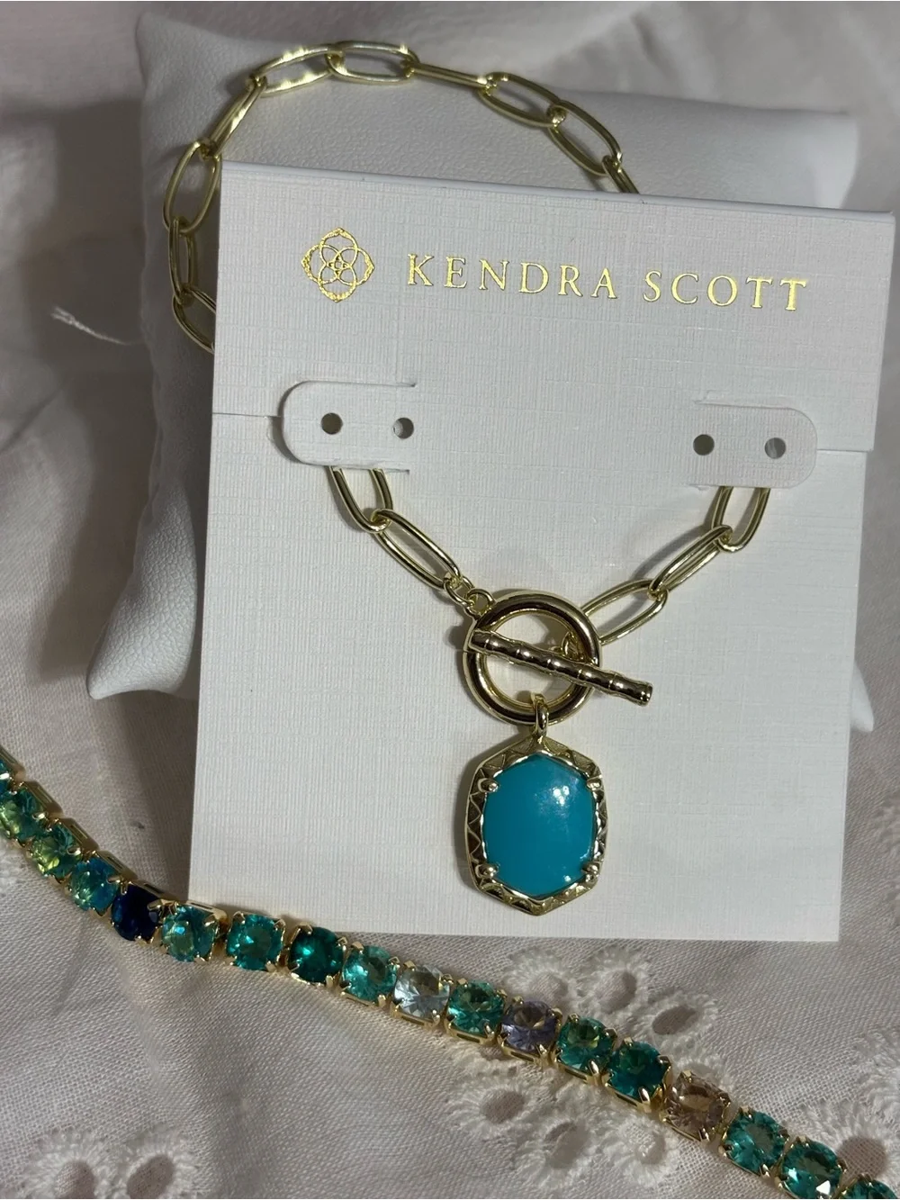 Kendra Scott Gold Chain Bracelet with Turquoise Pendant